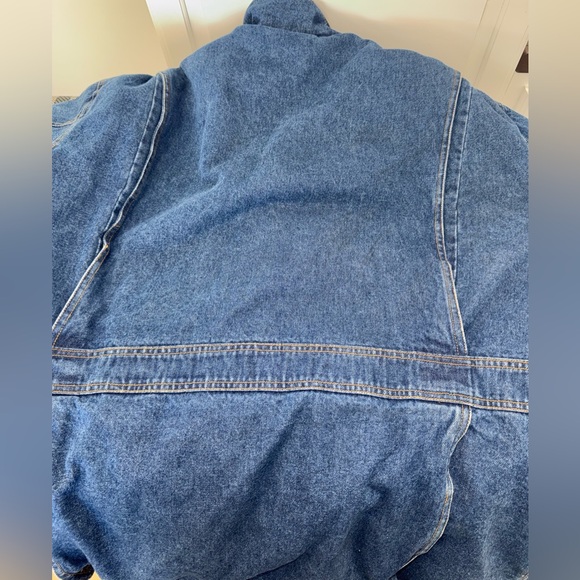 Vintage Maxwear Flannel Lined Denim Chore/Barn Jacket with Leather Collar M-XL - Picture 6 of 12